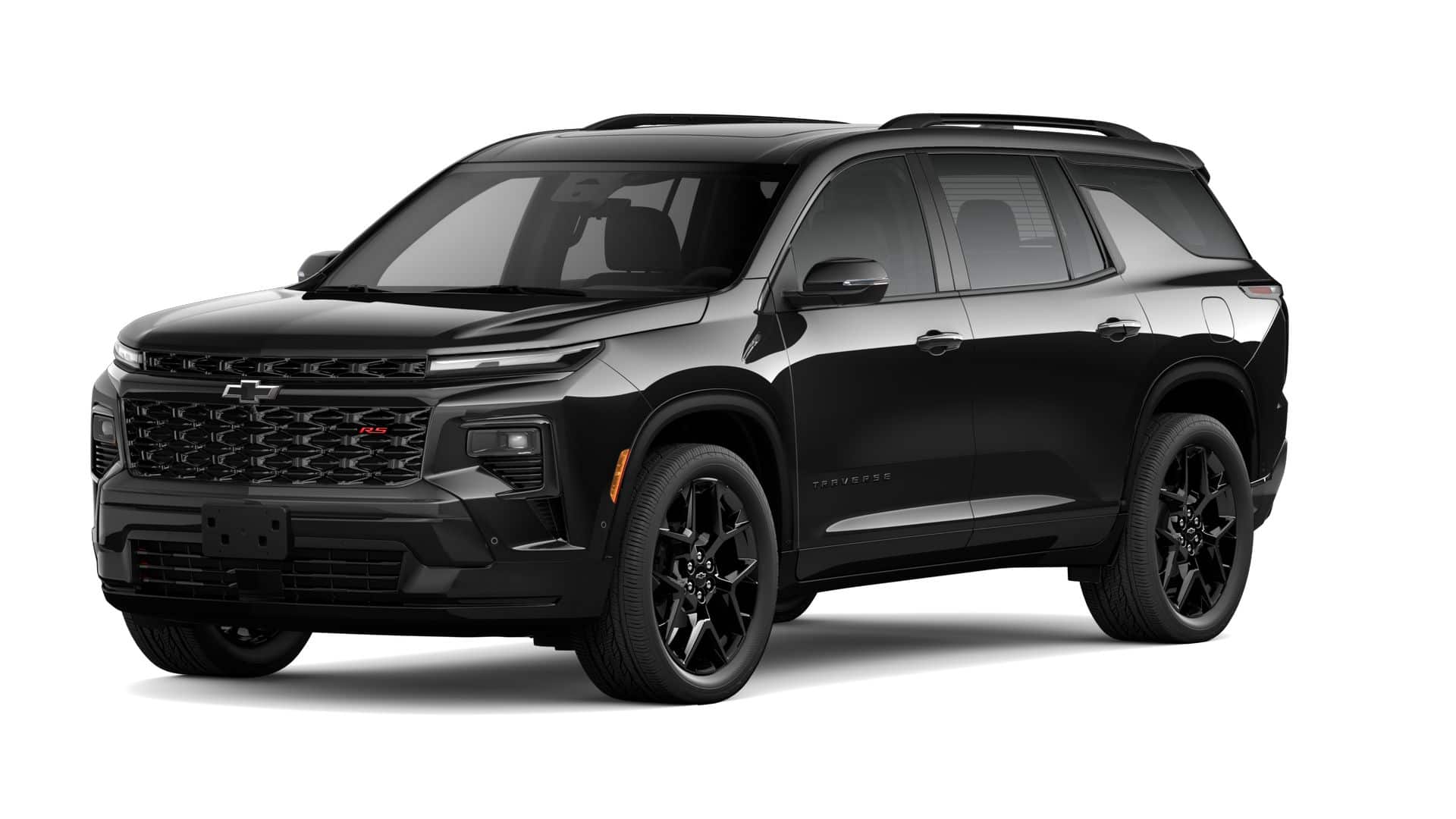 2026 Chevrolet Traverse RS in Mosaic Black Metallic — front three-quarter view